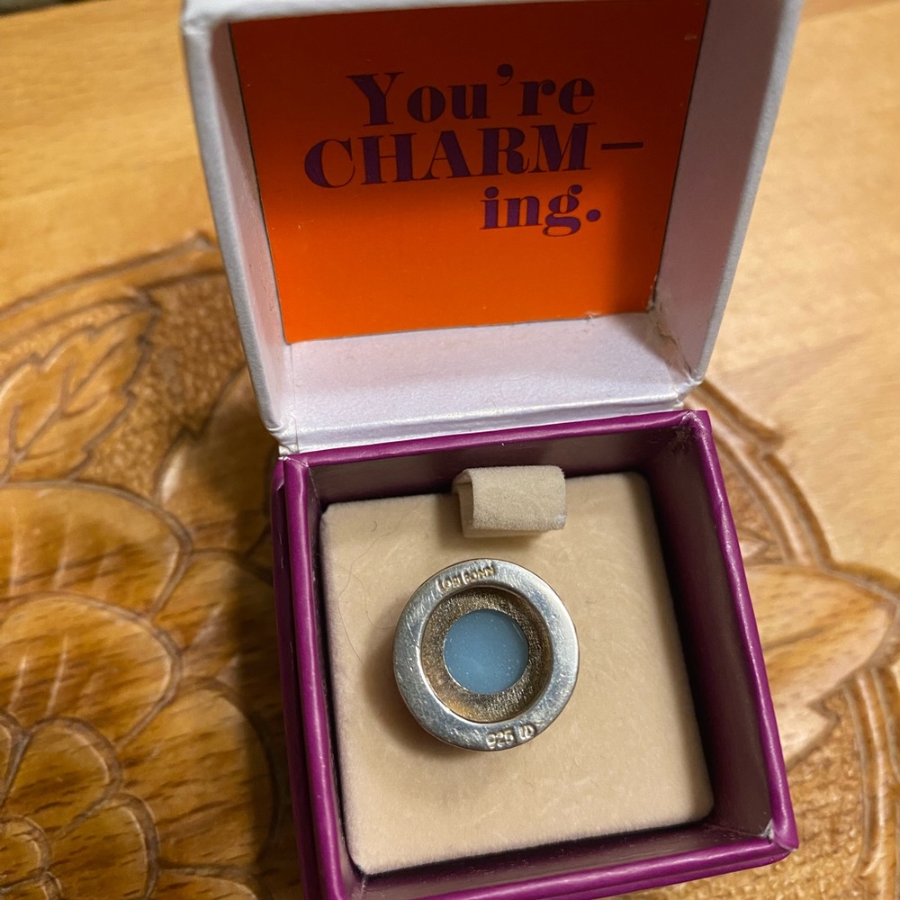 Lori Bonn Sterling Silver blue/green turquoise slide charm - Picture 2 of 3